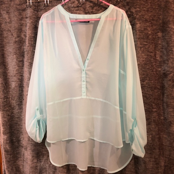 Maurices Tops - Maurice’s Sheer Aqua Blouse